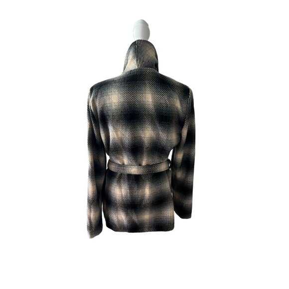 JACK Black Cream Plaid Wrap Jacket Size X Large - Picture 5 of 6